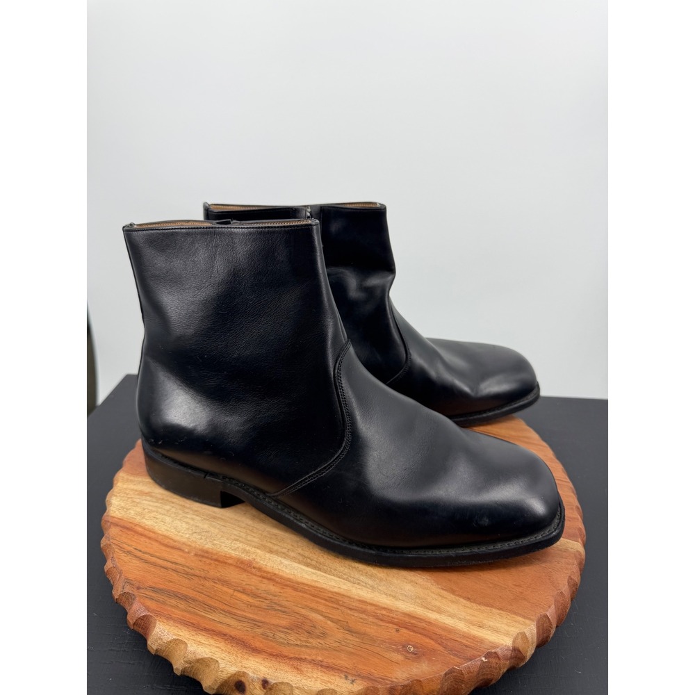 Hitchcock side Zip dress Boot Mens 10 3E Black Leather Square Toe wide England